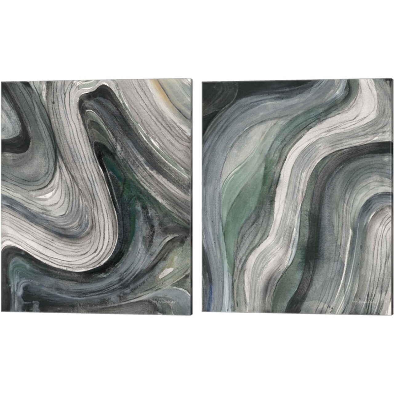 Swirl by Albena Hristova 12" x 15" Canvas Wall Art (Set of 2)